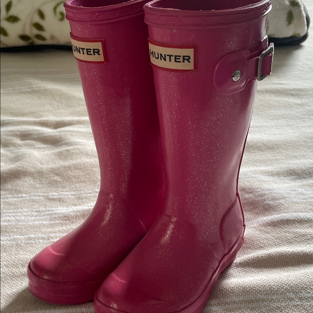 Girls Hunter Sparkly Pink Rain Boots